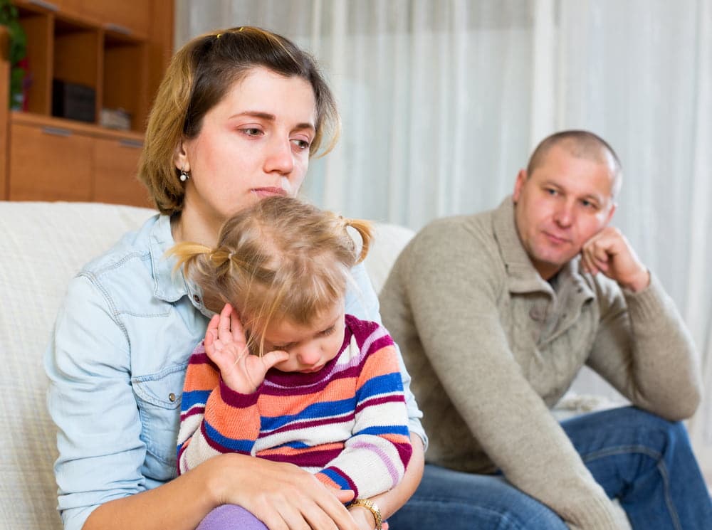 man looking at partner wondering how to file for divorce with a child in texas