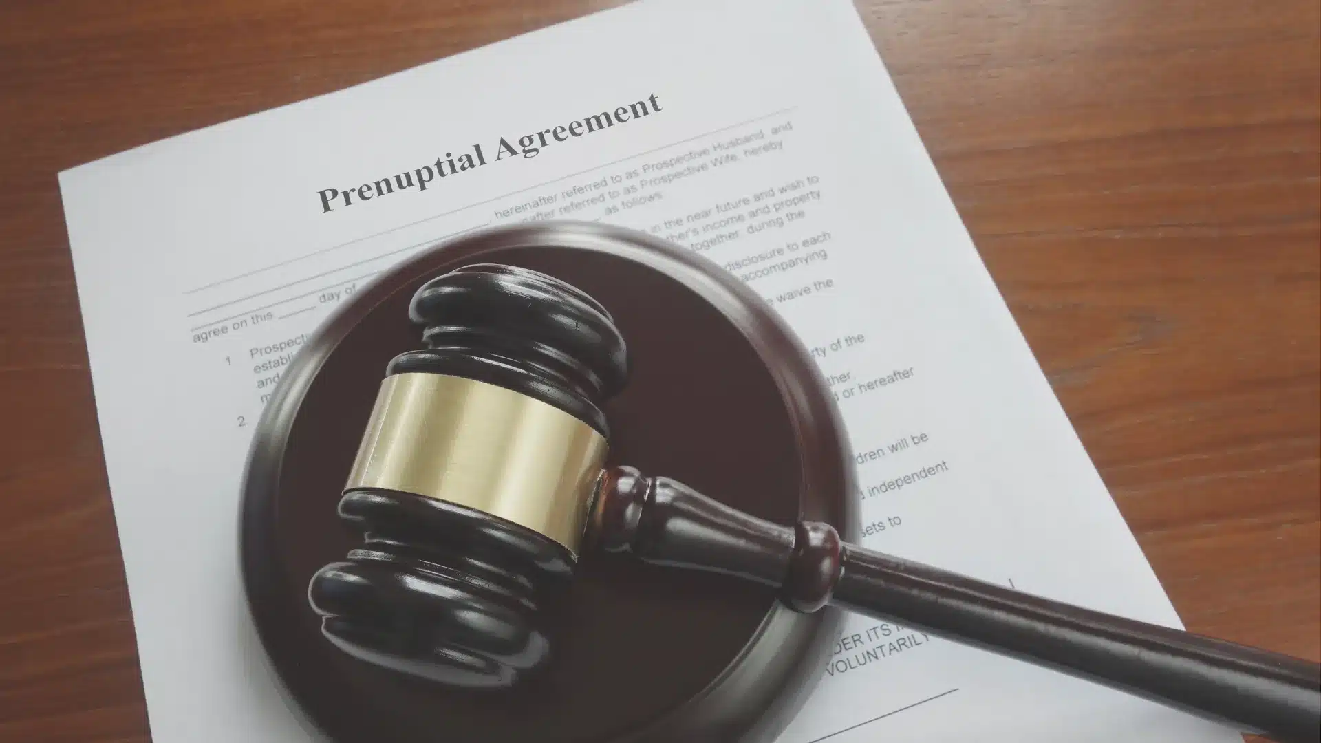 A prenuptial agreement being decided in court